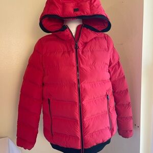 Geox Respira Spherica Red Puffer Jacket Hooded Down Style Coat Breathable Sz 4